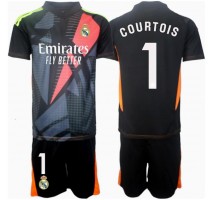 Real Madrid Thibaut Courtois #1 Bramkarskie Koszulka Wyjazdowa dzieci 2024-25 Krótki Rękaw (+ krótkie spodenki)
